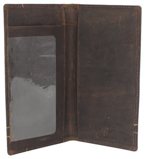 RFID Vintage Genuine Leather Long Bifold Checkbook Cover Holder for Men & Women-menswallet
