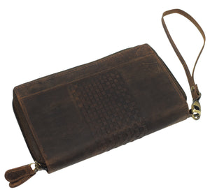 Wallets for Women RFID Blocking Vintage Leather Double Zipper Clutch Checkbook Women's Wallet-menswallet
