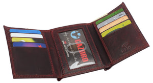 Real Cowhide Leather Wallets for Men RFID Blocking Slim Trifold Wallet with ID & Card Slots-menswallet