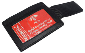 Money Clip Carbon Fiber RFID Blocking Front Pocket Leather ID Credit Card Holder Wallet for Men-menswallet