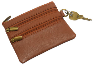 Women's Genuine Leather Coin Purse Mini Pouch Change Wallet with Key Ring-menswallet