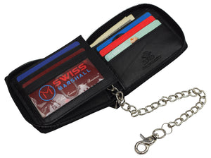 Swiss Marshall Men's Zipper RFID Blocking Premium Leather Zip-Around ID Bifold Wallet-menswallet