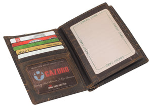 CAZORO RFID Blocking Men's Hipster Bifold Vintage Leather Multi-Card ID Holder European Wallet-menswallet