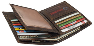 CAZORO RFID Blocking Men's Hipster Bifold Vintage Leather Multi-Card ID Holder European Wallet-menswallet