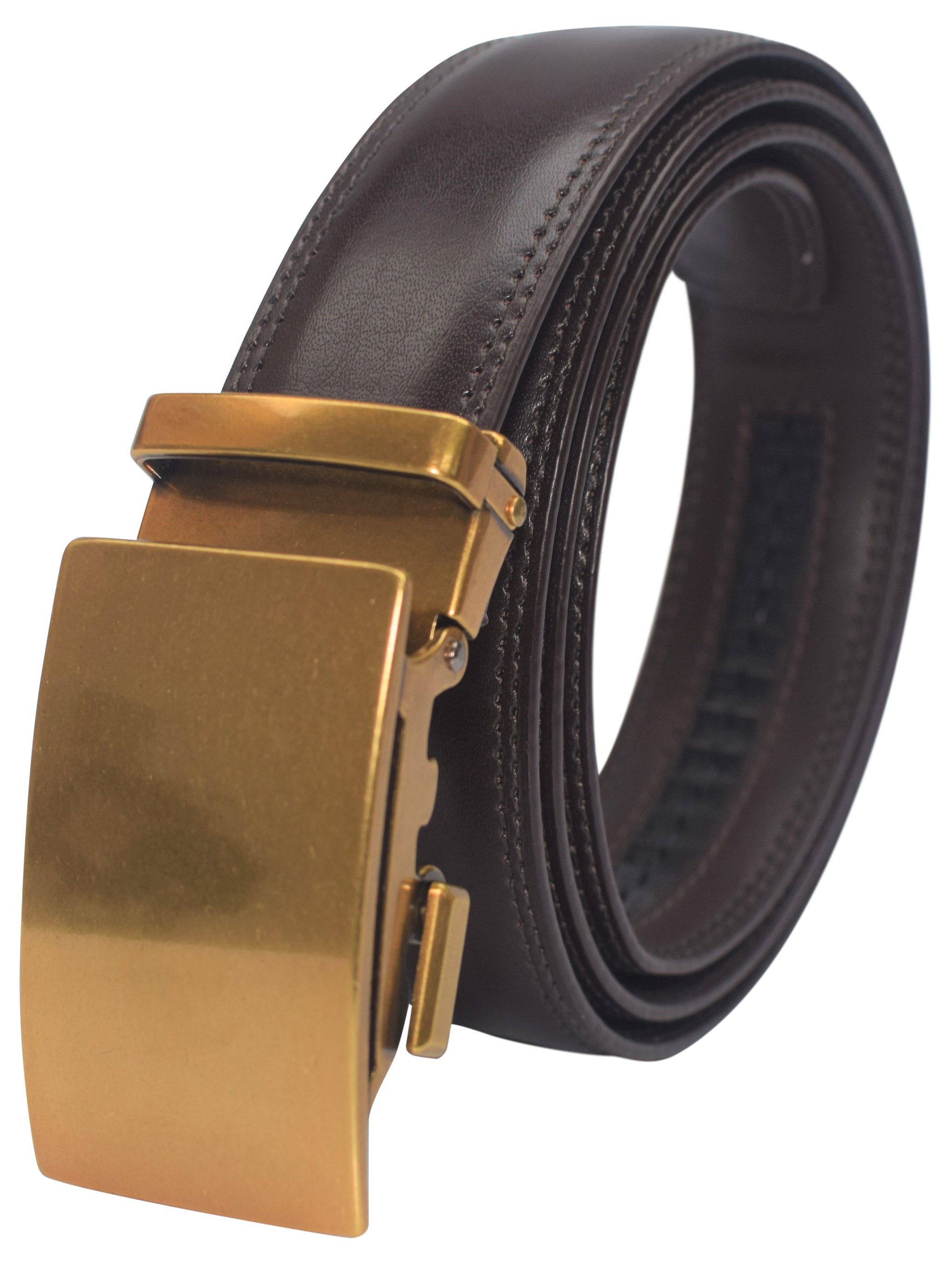 Marshal Men's Genuine Leather Ratchet Dress Belt With Automatic Buckle Marshal Men's Genuine Leather Ratchet Dress Belt With Automatic Buckle