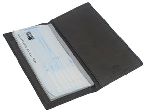 RFID Protected Genuine Leather Simple Check Book Holder Style-menswallet