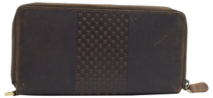 CAZORO Women's RFID Vintage Genuine Leather Wristlet Wallet Double Zipper Organizer Large Phone Pocket Wallets for Women-menswallet