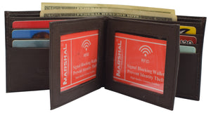 RFID Blocking Men's Leather Wallet Bifold Multi Card ID Holder-menswallet