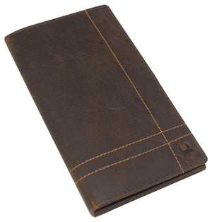 RFID Blocking Mens Genuine Vintage Leather Bifold Long Wallet-menswallet