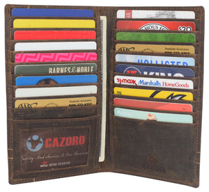 RFID Blocking Mens Genuine Vintage Leather Bifold Long Wallet-menswallet