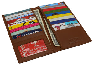 Genuine Leather Mens Long ID 19 Credit Card Security Wallet RFID Blocking-menswallet