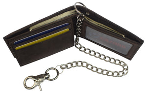 Mens RFID Blocking Chain Biker Wallet Genuine Leather Bifold USA Stars & Stripes Design Wallets for Men-menswallet