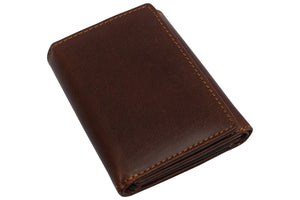 Vintage Buffalo Leather Men's RFID Trifold Wallet With Double ID Windows-menswallet