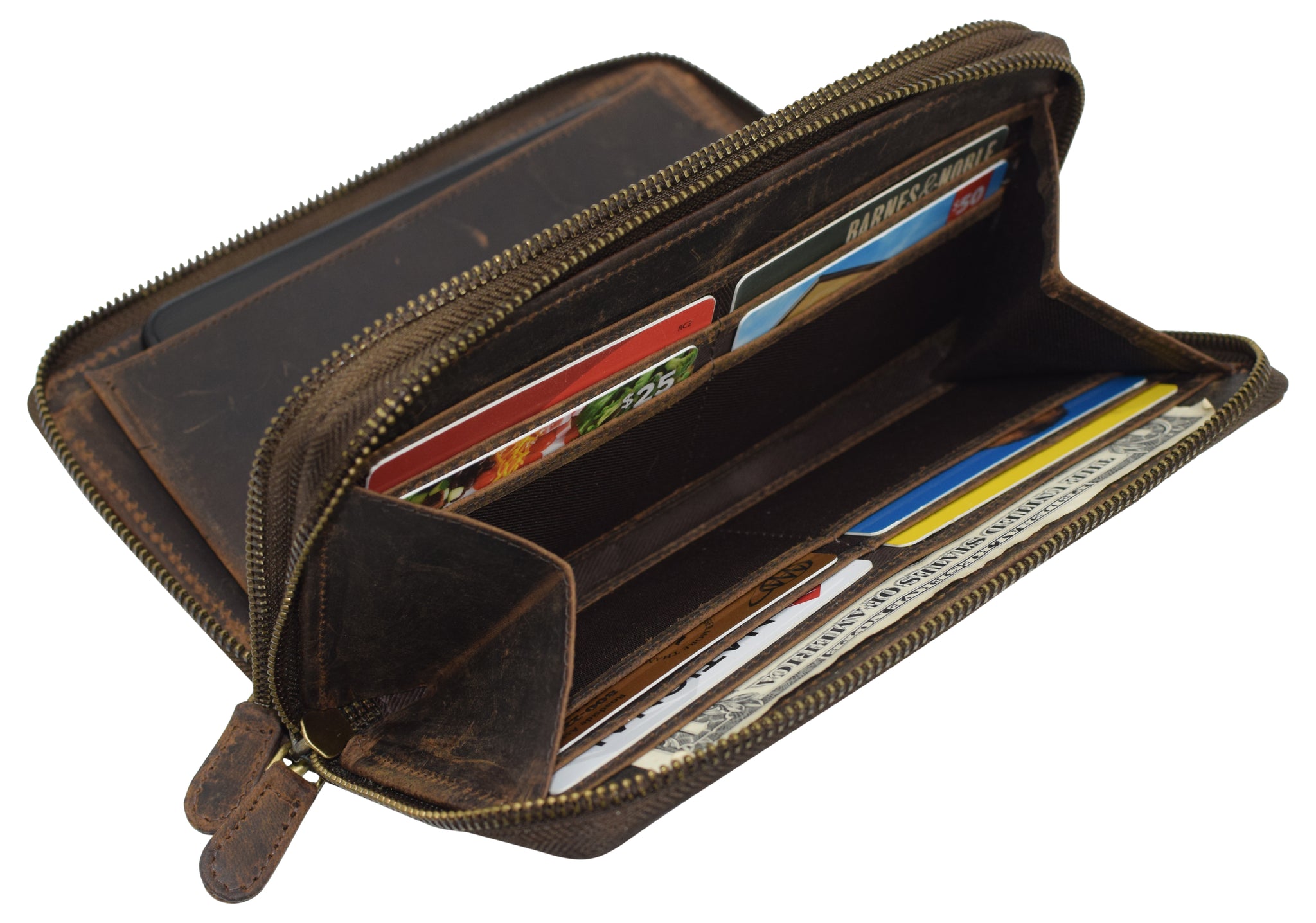 CAZORO Women's RFID Vintage Genuine Leather Wristlet Wallet