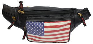 USA Flag Fanny Pack Stars & Stripes Leather Men Waist Belt Bag -Women Purse Hip Pouch Travel-menswallet