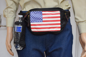 USA Flag Fanny Pack Stars & Stripes Leather Men Waist Belt Bag -Women Purse Hip Pouch Travel-menswallet