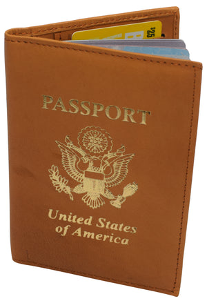 Genuine leather usa logo travel passport card holder case protector cover wallet-menswallet