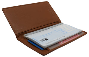 Leather Checkbook Cover for Men Women RFID Blocking by Marshal-menswallet