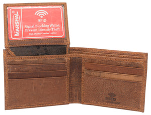 Skull Bone RFID Blocking Real Leather Bifold Classic Wallet for Men-menswallet