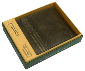 USA RFID Mens Wallet Slim Passcase Bifold with ID Window & Gift Box US Design-menswallet