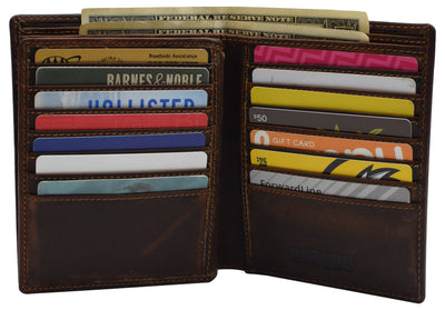 RFID Blocking Bifold Wallet - Genuine Cow Leather Hipster Wallet With 20 Card Slots & 2 ID Windows - View #7