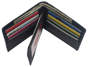 RFID Blocking Genuine Leather Wallet Extra Capacity Bifold Wallets for Men-menswallet