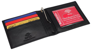 Slim Wallet Money Clip RFID Blocking Minimalist Bifold Wallet Leather Front Pocket ID Card Holder-menswallet