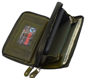 RFID Blocking Cellphone Wallet for Women Dual Zipper Long Purse with Removable Checkbook Holder-menswallet
