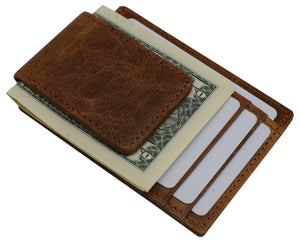 Money Clip Leather Wallet For Men Slim Front Pocket RFID Blocking with Super Strong Magnetic-menswallet