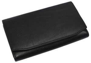 Womens Genuine Leather Wallets RFID Blocking Accordion Trifold Card Holder Ladies Phone Clutch-menswallet