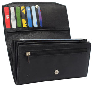 Womens Genuine Leather Wallets RFID Blocking Accordion Trifold Card Holder Ladies Phone Clutch-menswallet