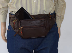 Genuine Leather Fanny Pack Front Pocket RFID Travel Outdoor Hiking Bottle holder Pouch Wallet Purse for Men Women-menswallet