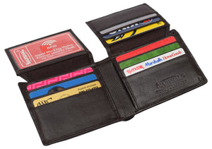 Mens Leather Multi Card Bifold with Double Flip-up 3 Id Windows RFID Blocking-menswallet