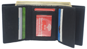 Marshal Men's RFID Blocking Full Grain Leather 2 ID Windows Trifold Wallet-menswallet