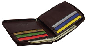 Men's Zipper RFID Blocking Premium Leather Zip-Around ID Bifold Wallet by Swiss Marshall-menswallet