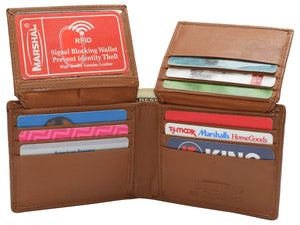 Mens Leather Multi Card Bifold with Double Flip-up 3 Id Windows RFID Blocking-menswallet