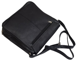 Genuine Leather Women's Multi-Pocket Design Cross Body Bag Purse Black for Ladies-menswallet