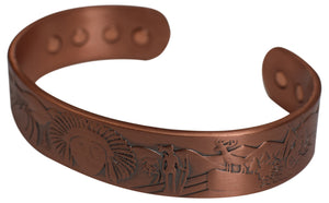 Pure Copper Native Indians Logo Bracelet With Strong Magnets Therapy Healing Pain-menswallet