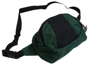Travel Rounded Nylon Waist Pouch Fanny Pack W/ Adjustable Strap Black Green-menswallet