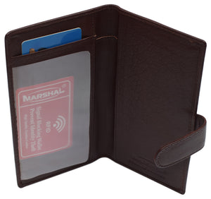 Leather Checkbook Cover RFID Wallets For Women Duplicate Check Card Pen Holder-menswallet