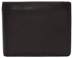 RFID Blocking Men's Bifold Leather Wallet With Double Center Flap And 3 ID Windows-menswallet