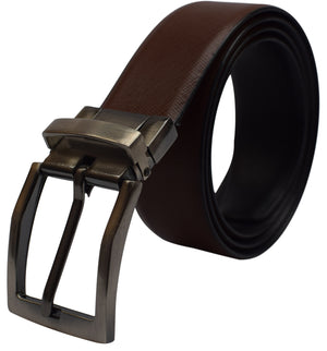 Men's Reversible Leather Belt 1.4" Wide Black & Brown Rotating Buckle Classic Style Dress Belt Jean Belt For Men-menswallet