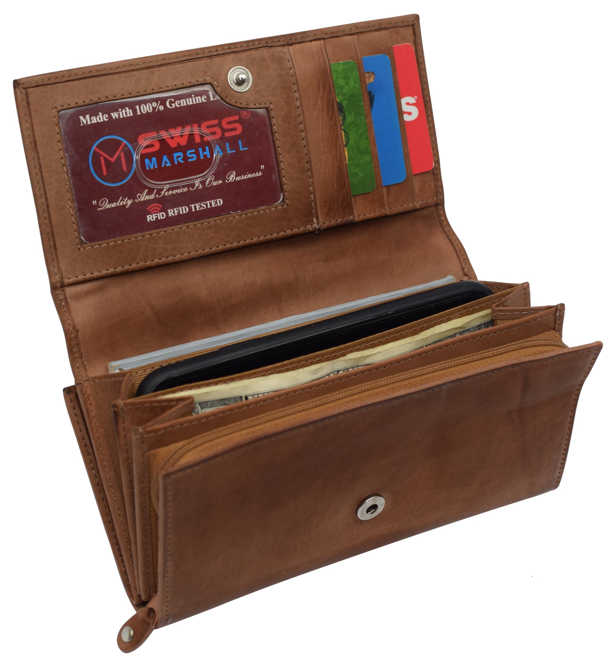 Womens Leather Wallets RFID Blocking Large Capacity Credit Cards Holder Phone Clutch-menswallet