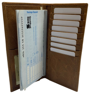 Genuine Leather Men's Chain Biker Wallet Long Bifold Checkbook RFID Blocking Wallets for Men-menswallet