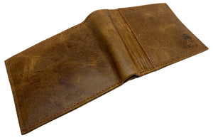 USA RFID Men's Bifold Wallets for Men Genuine Leather 2 ID Windows Billfold Wallet US Design-menswallet