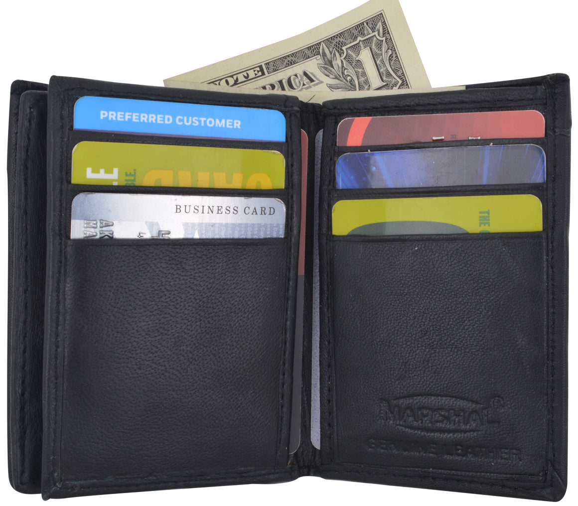 Mens Premium Leather Expandable Business Card Holder Credit Card Wallet Black-menswallet