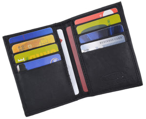 Black genuine leather men's bifold wallet id credit card holder-menswallet