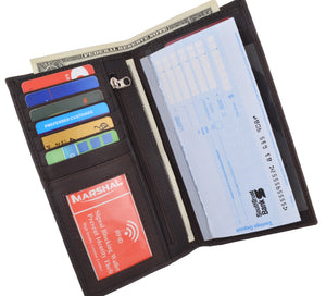 Slim Leather ID/Credit Card Holder Long Wallet with RFID Blocking-menswallet
