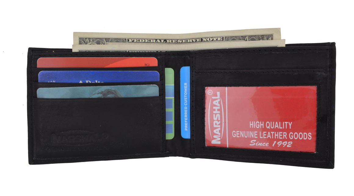 Mens Slim Bifold Cowhide Leather Wallet with ID Window 1160 CF - wallets for men's at mens wallet