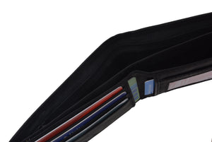 New Mens Bifold Genuine Leather Wallet Multi Credit Card ID License Slim Black-menswallet